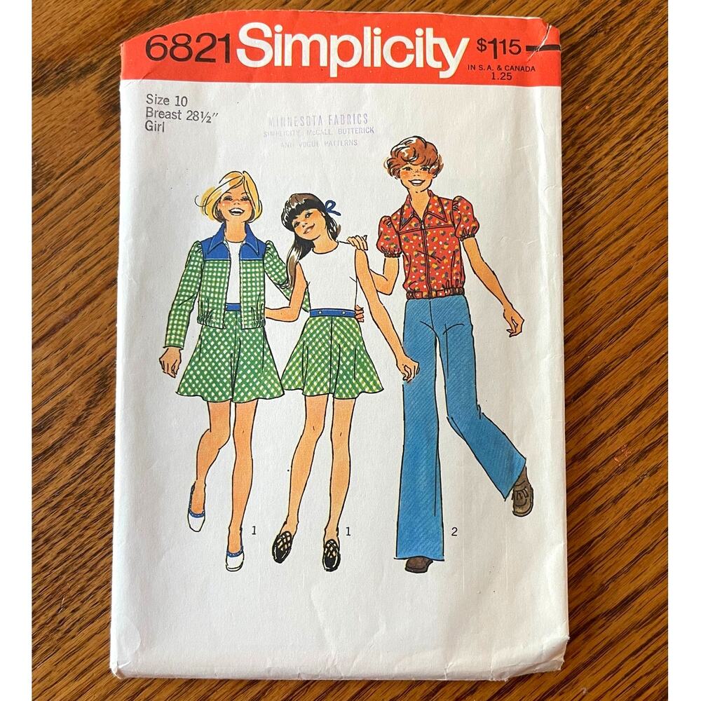Vintage 1970s Simplicity 6821 Sewing Pattern Sz XXS Jacket Dress Skirt COMPLETE